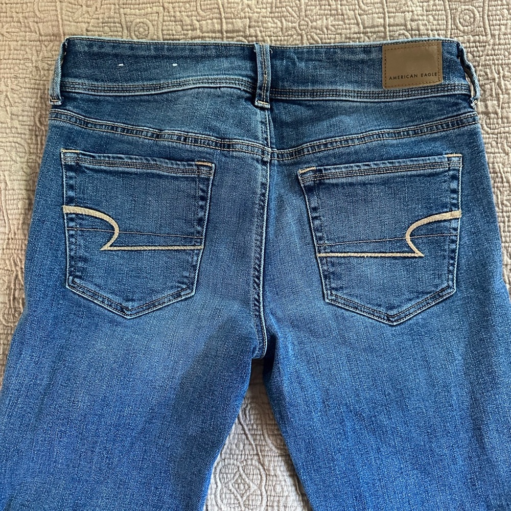 American Eagle Outfitters Women's Dark Blue Flare Jeans - Picture 2 of 12